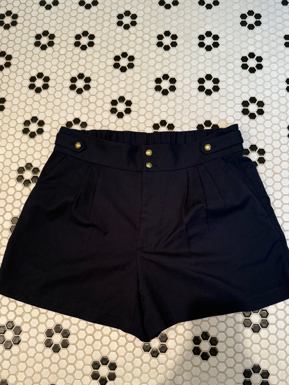 Women's High-Waist Navy Sailor Shorts